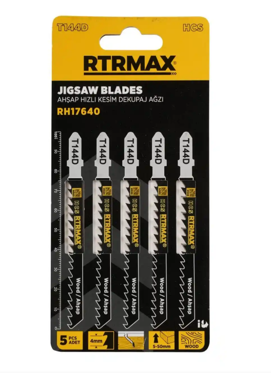 Rtrmax Ahşap Hızlı Kesim Dekupaj Ağzı PK(5) T144D RH17640Maket Bıçakları ve Yedekleri