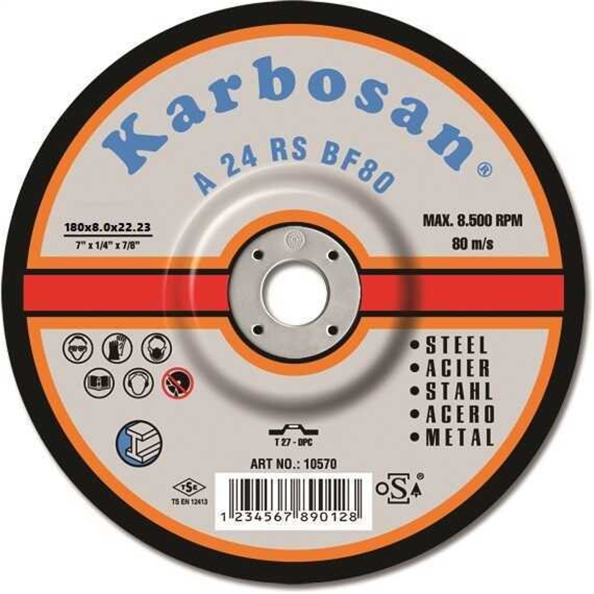 Karbosan 180x8.0x22.23 Metal Taşlama Diski 910580