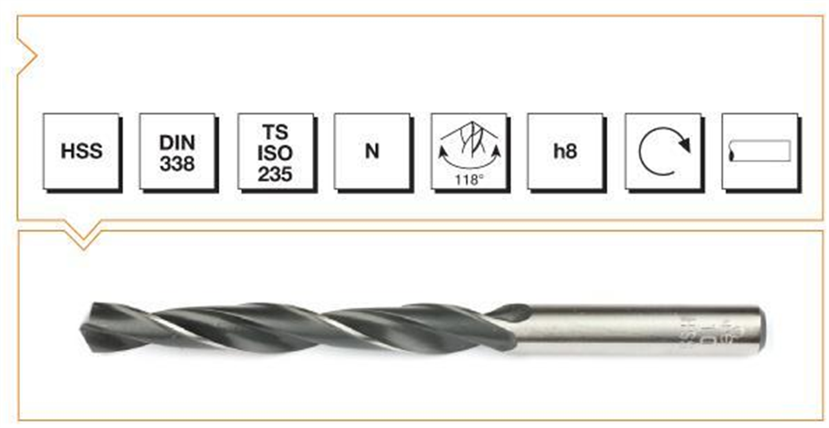 Makina Takım HSS Silindirik Saplı Kısa Matkap Ucu - 9.5mm