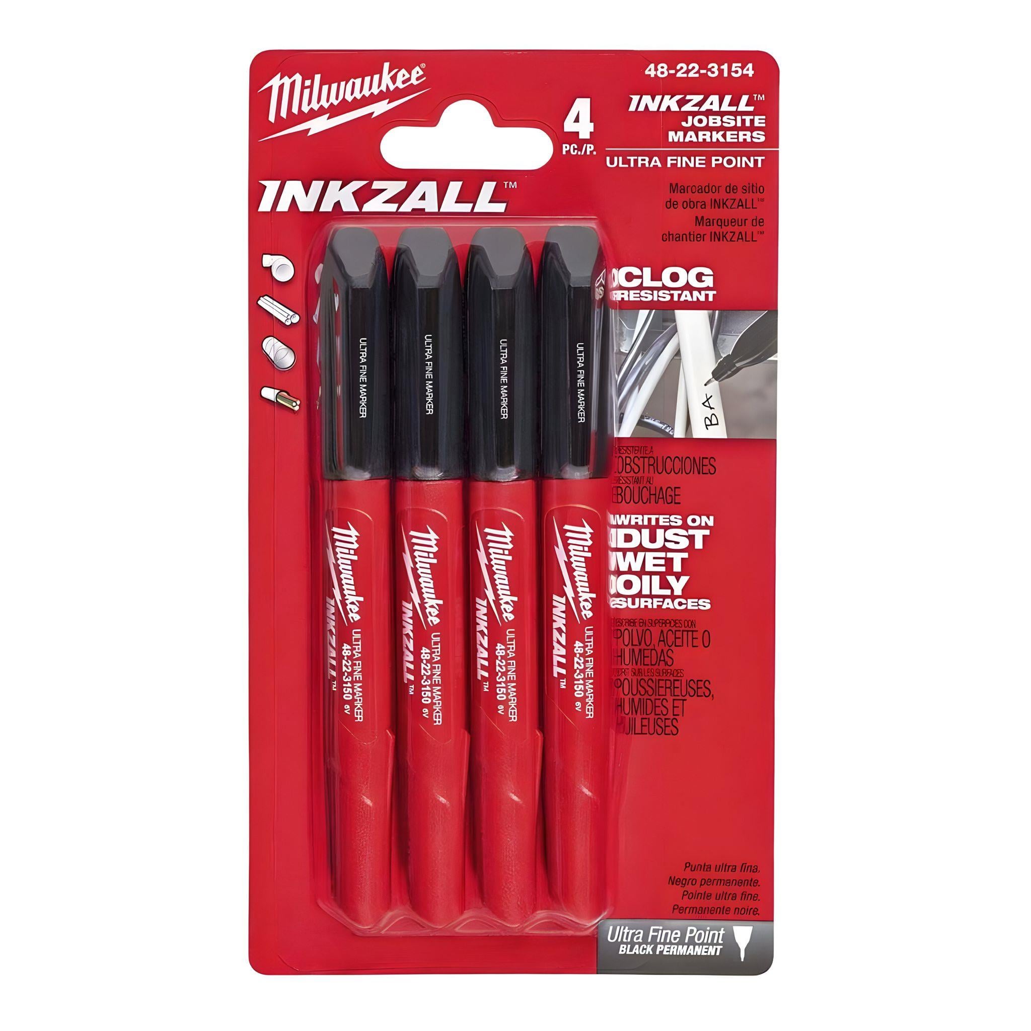 Milwaukee 4'lü Inkzall İnce Uçlu Marker İşaretleme Kalemi 48223154İşaretleme Kalemleri