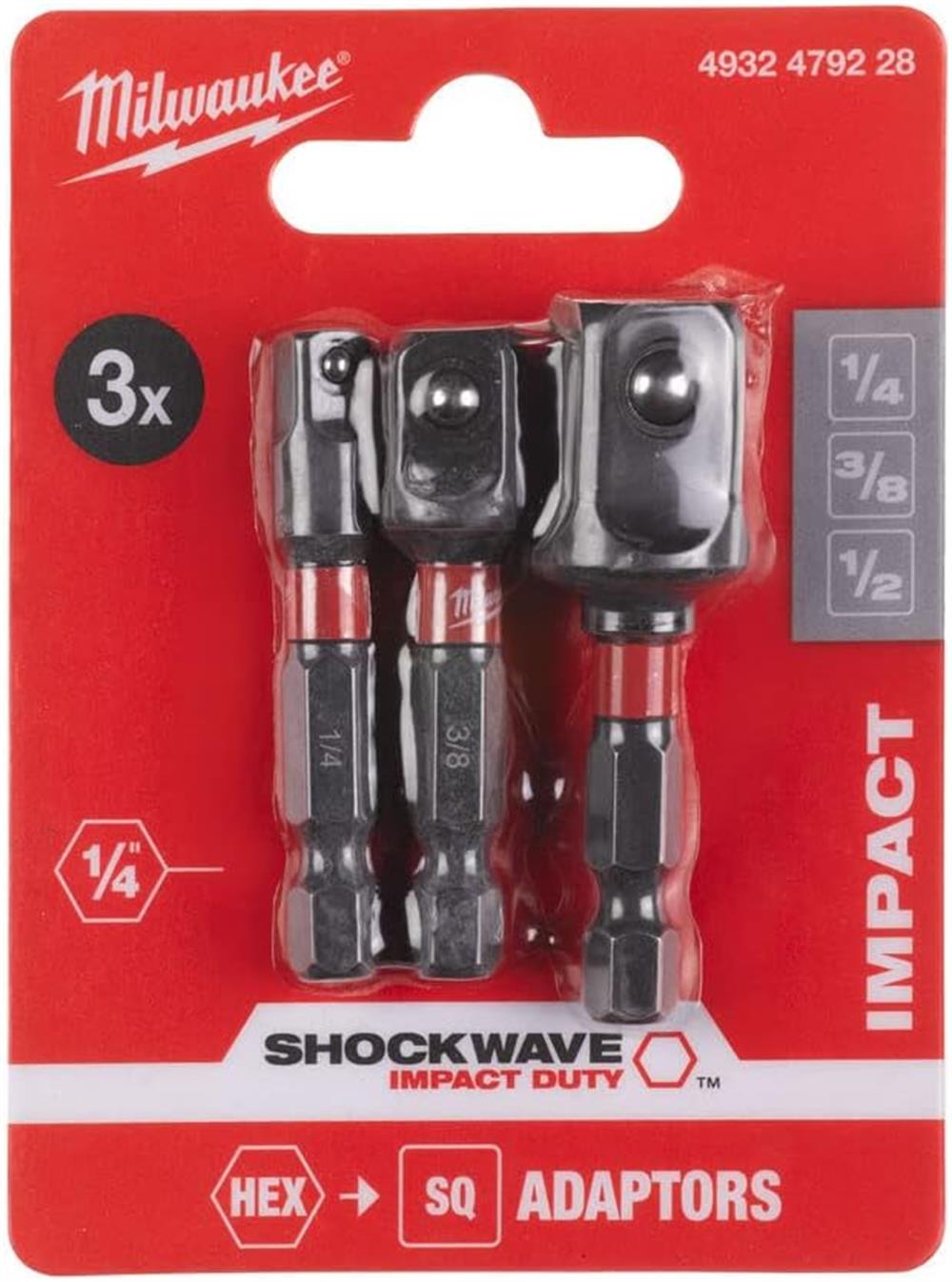 Milwaukee Hex Lokma Adaptör Seti 3 Parça 4932479228Lokma Adaptörleri