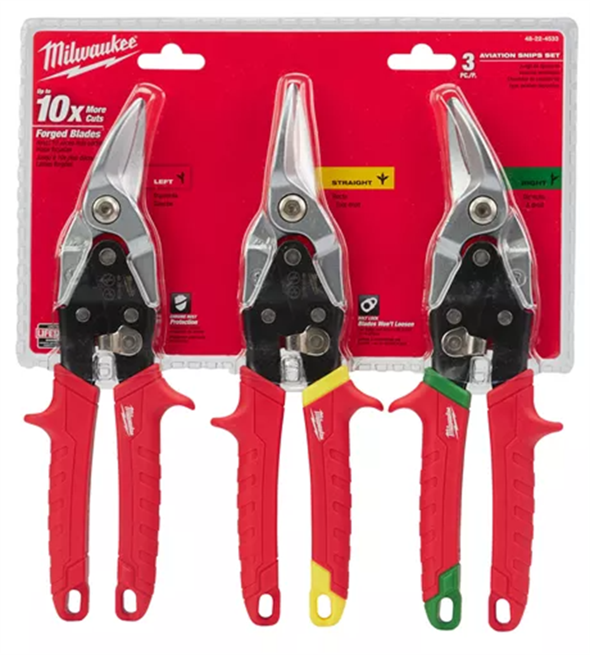 Milwaukee Kaportacı Makası Seti 3 Parça Sağ Sol Düz 260mm Sac Makası 48224533