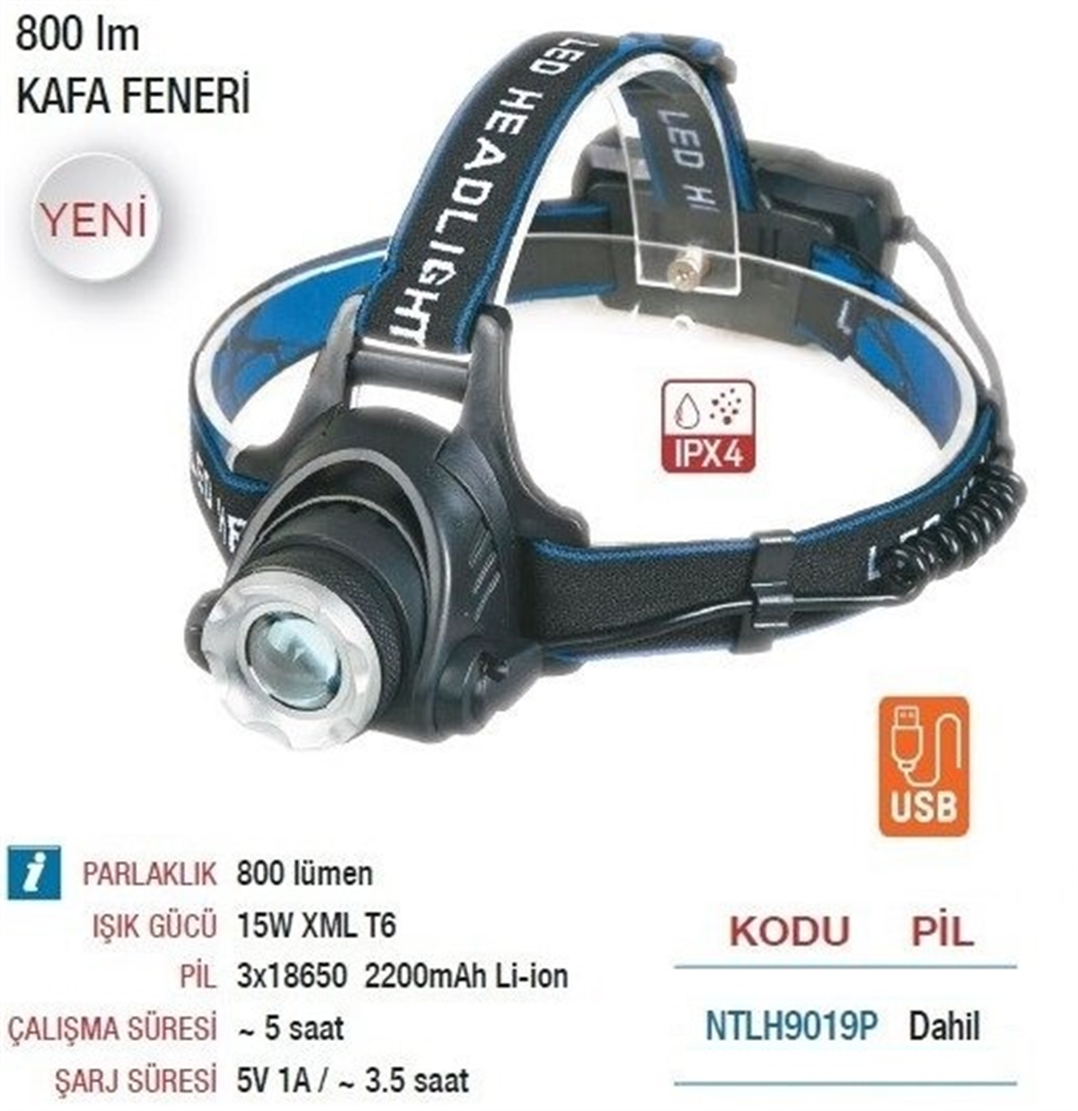 Ntlights Kafa Feneri NTLH9019PKafa Fenerleri