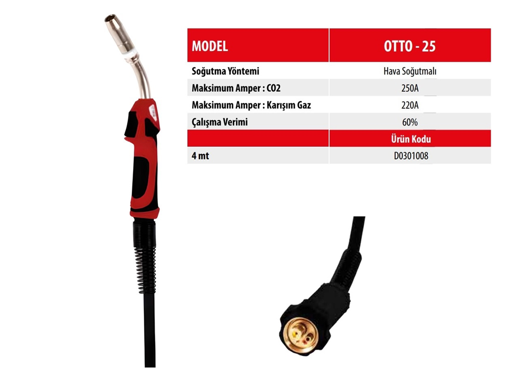 Ottotech Gazaltı Kaynak Torc 4 Mt Otto-25 D0301008Kaynak Makine ve Aksesuarları