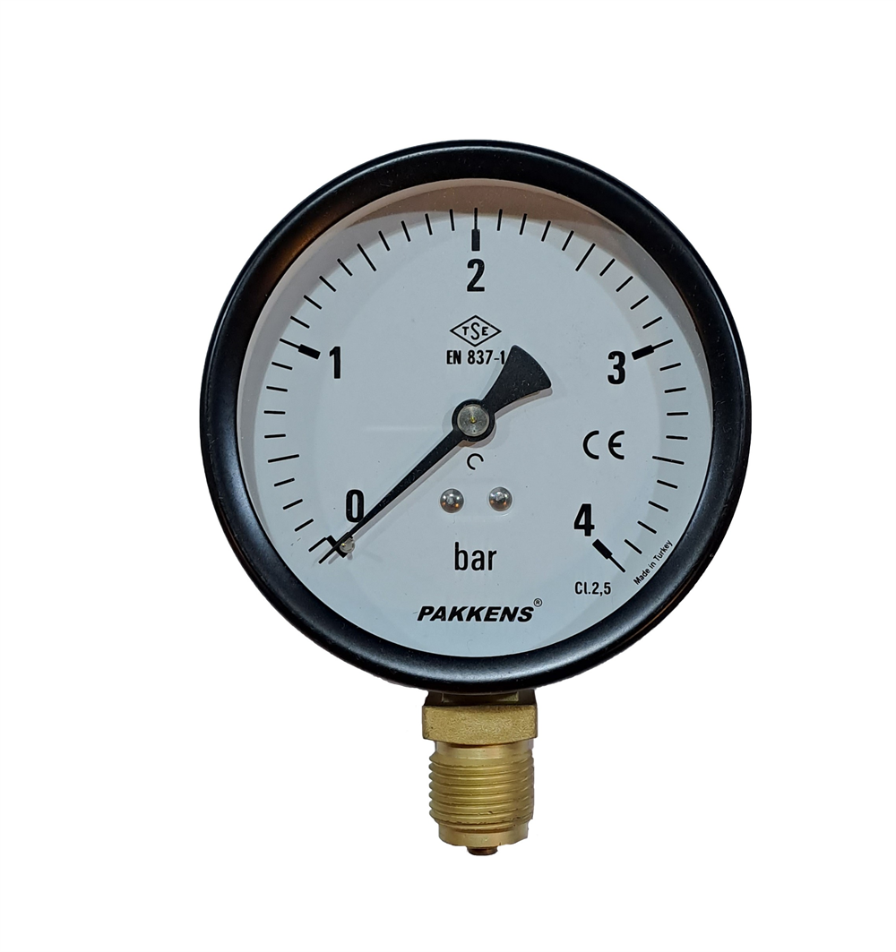 Pakkens 100 Mm 0/4 Bar Alttan Bağlantılı ManometreManometreler