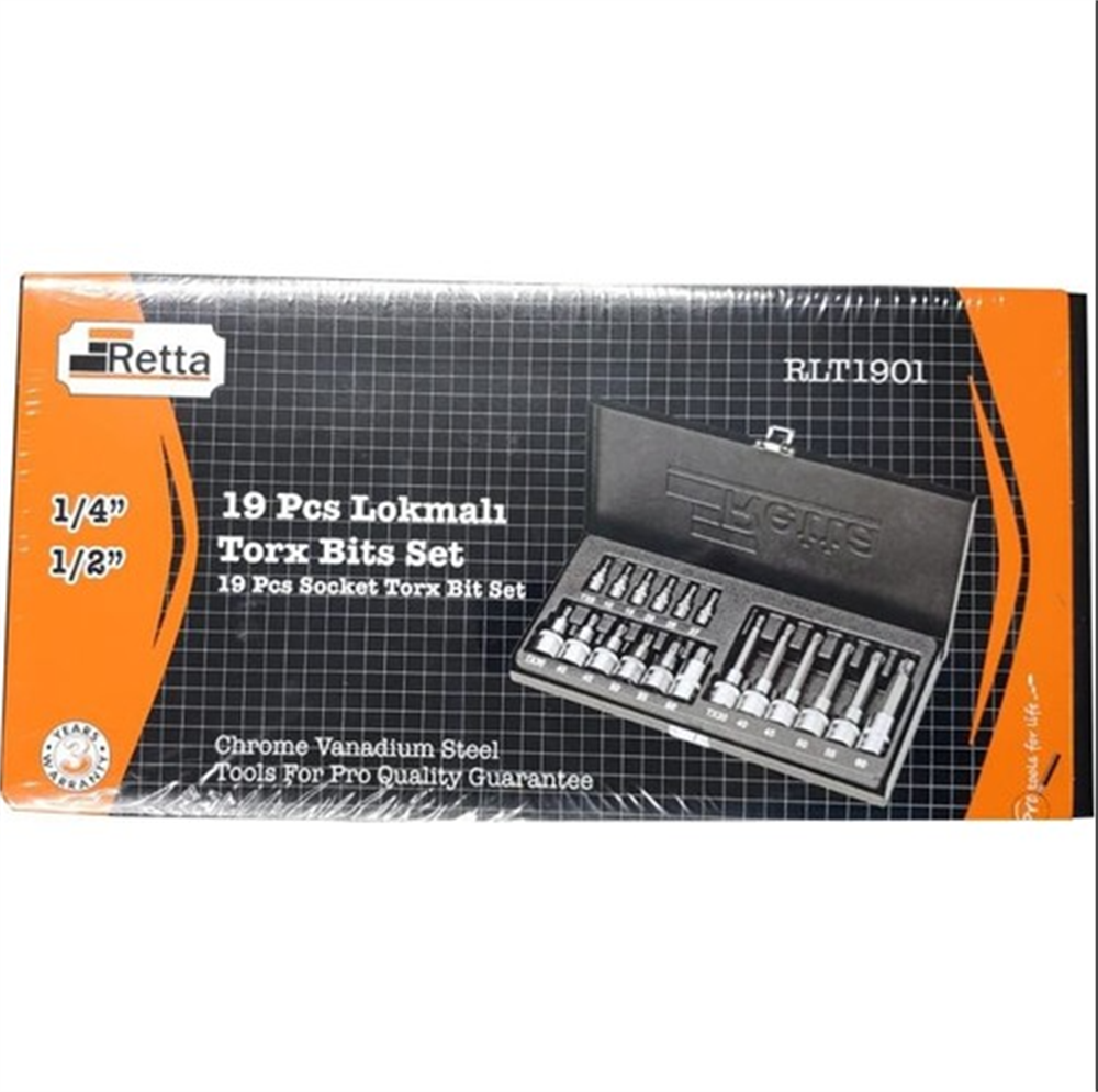Retta 19 Pcs 1/4''-1/2 Torx Lokma Ana.Tak.Rlt1901Lokma Setleri