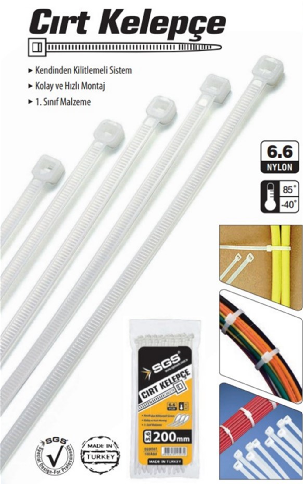 SGS Cırt Kelepçe 4,8 X 380 Mm (100) SGS4519Cırt Kelepçeler