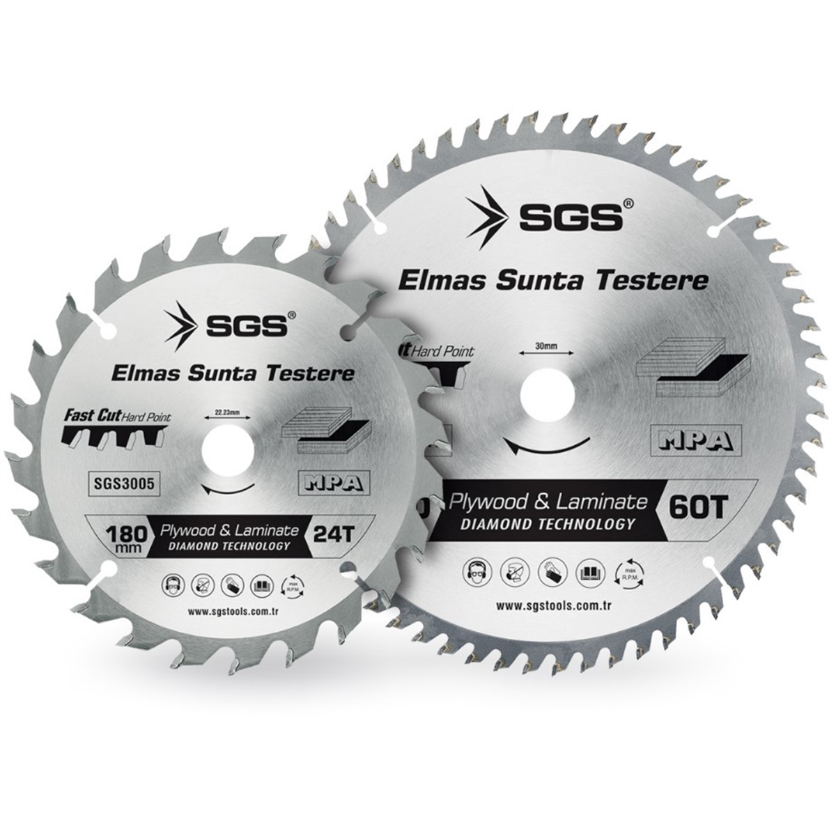 SGS Elmas Sunta Testere 180mm X 24t X 22.23mm SGS3005Daire Testere Bıçakları