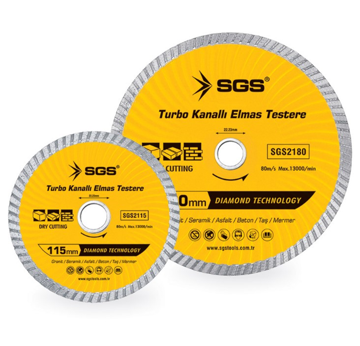 SGS Turbo Kanallı Elmas Testere 180 Mm SGS2180Daire Testere Bıçakları