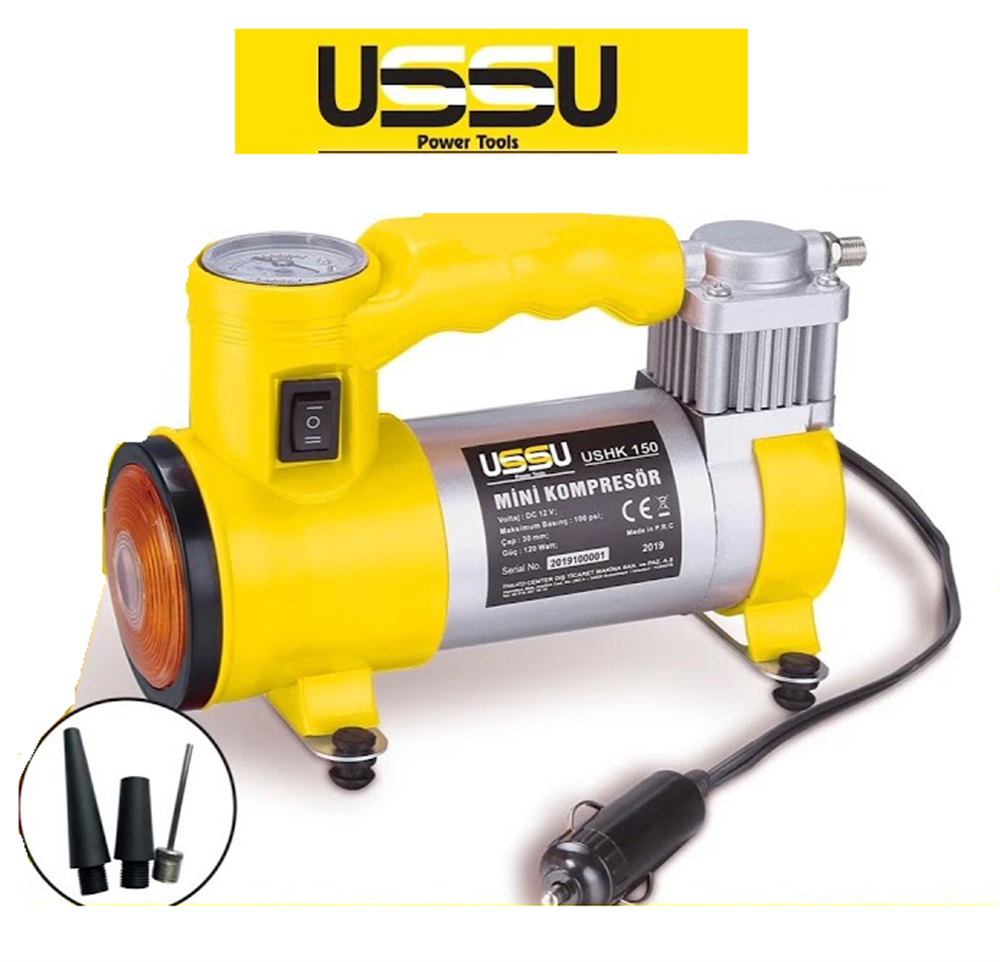 Ussu USHK 150 Mini Kompresör Oto Çakmaklıklı Kompresör 12VKompresörler