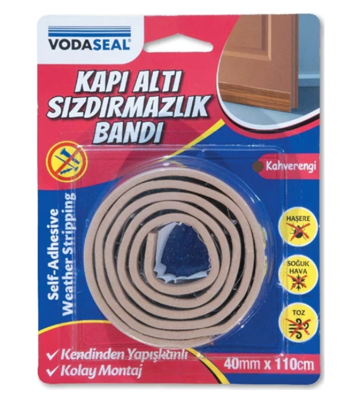Vodaseal Kapı Altı Sızdırmazlık Bandı Kahverengi 40mm x 110cm