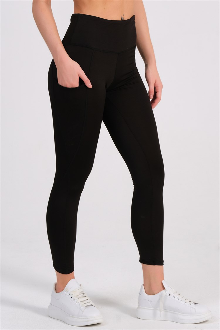 SOPHIE Black High Rise Leggings With Pockets