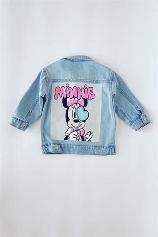 Kız Çocuk Minnie Mouse Baskılı Denim Ceket124-890