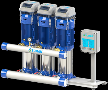 Sumak SHT8C 300/8 FK 3x2.2 Kw 380V 54-76 Daire 17-10 Kat Frekans Kontrollü Düşey Milli Kademeli Hidrofor