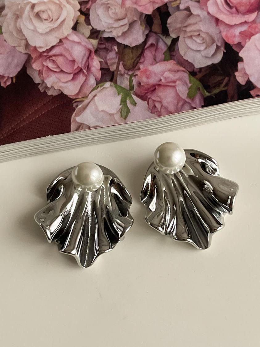 Çeik Gümüş Renk İncili Vintage Diva Küpe (3.70 Cm)
