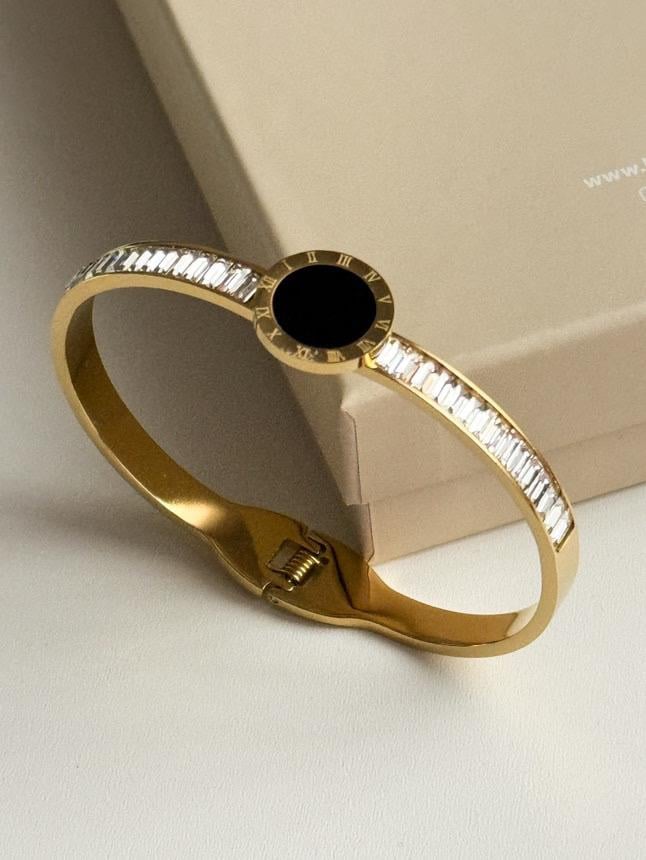 Çeli Gold Siyah Marka Model Baget Taşlı Kelepçe Bileklik