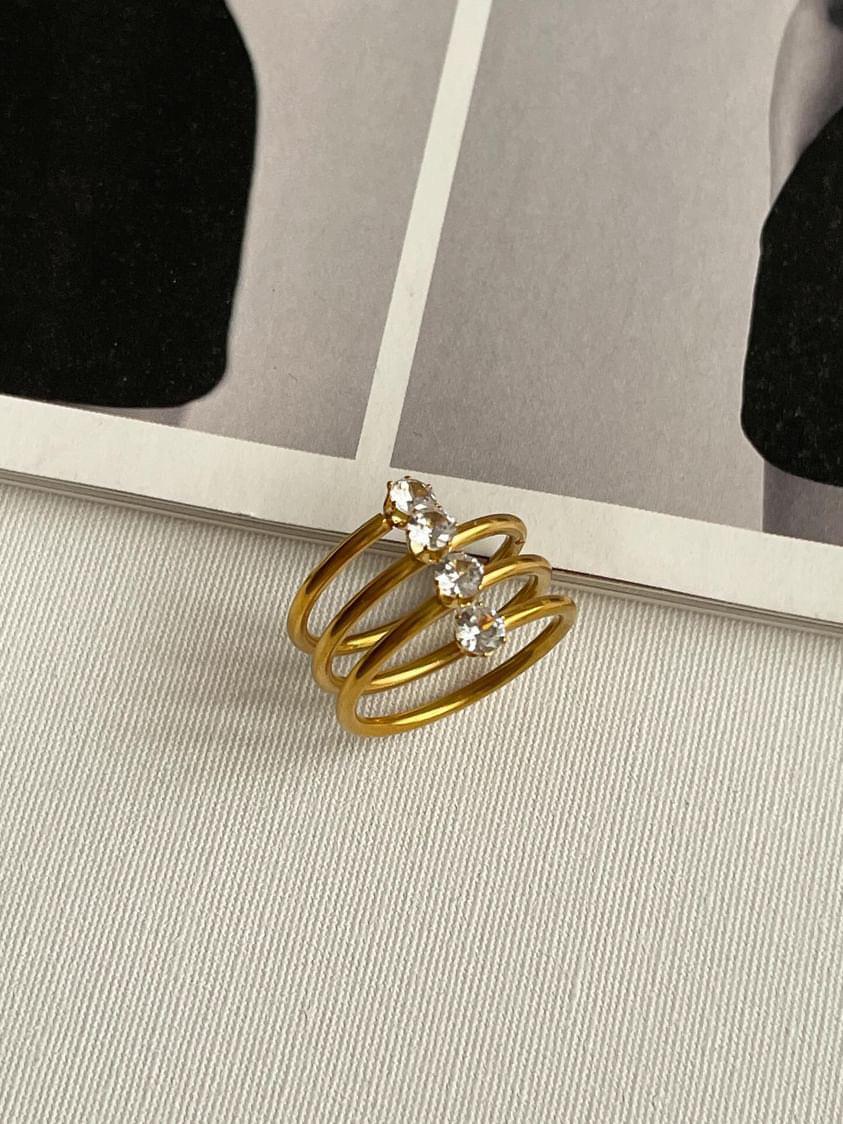 Çelik Gold Baget Taşlı Numaralı Yüzük (16 Numara)