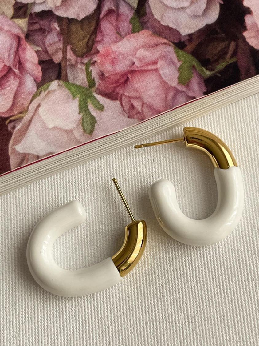 Çelik Gold Beyaz Mineli Summer Küpe (2.30 Cm)