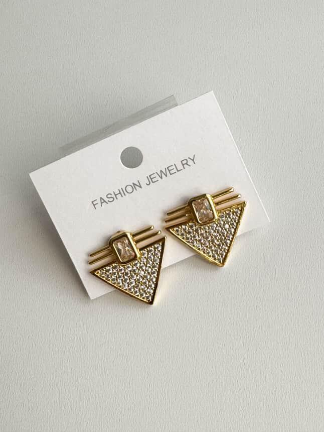 Çelik Gold Beyaz Taşlı Serenay Küpe (2 Cm)