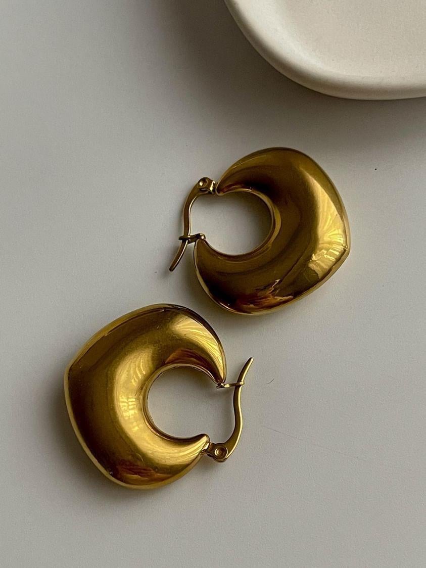 Çelik Gold Bombeli Küpe (2.60 Cm)
