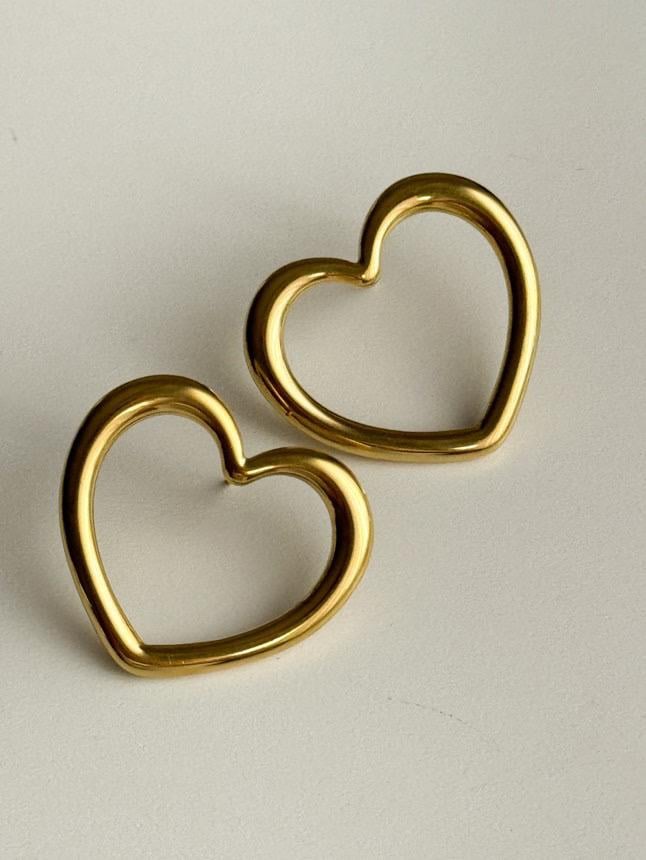 Çelik Gold Boş Kalp Küpe (2.5 Cm)