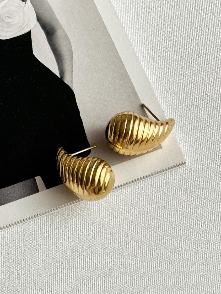 Çelik Gold Bottega Küpe (2.10 Cm)