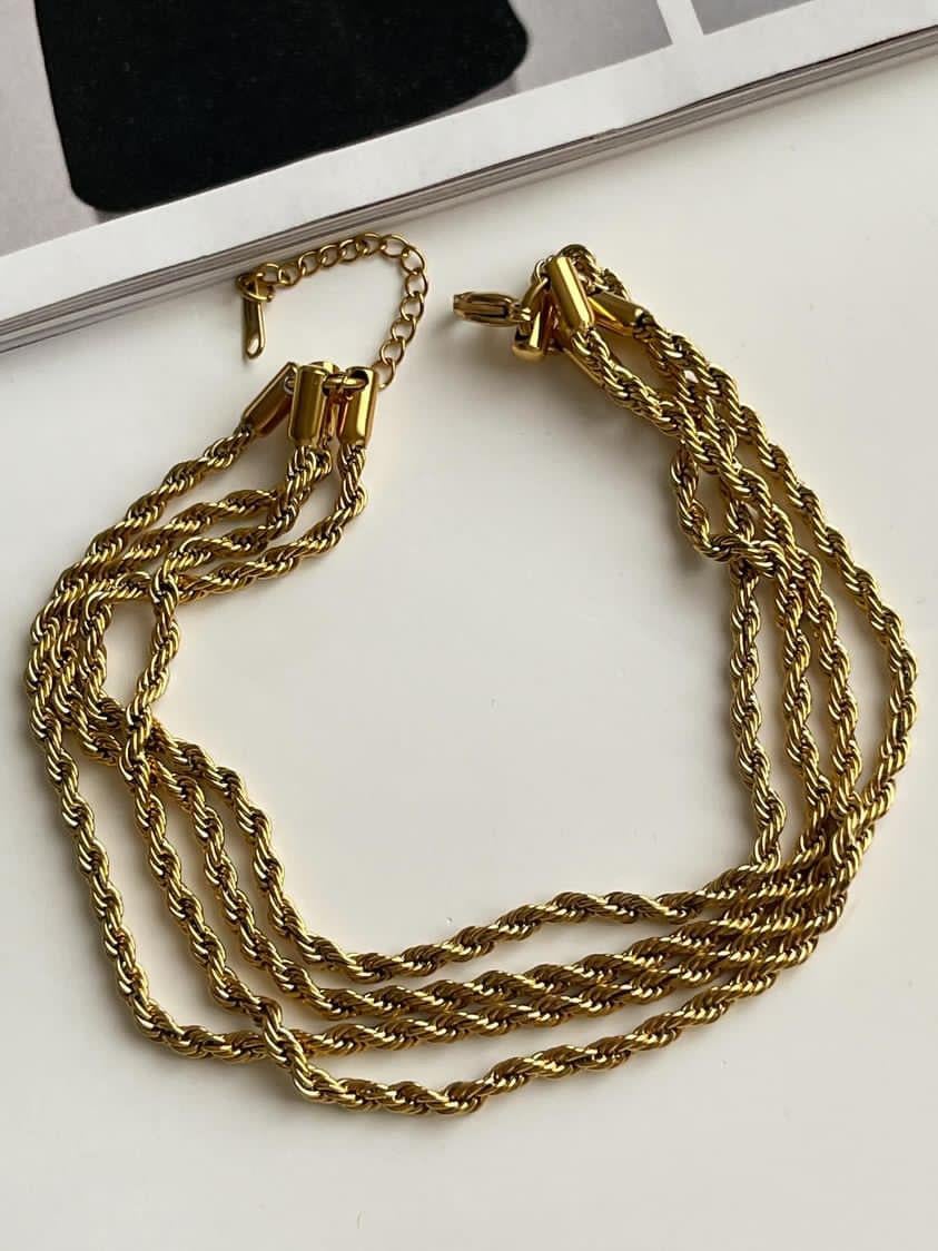 Çelik Gold Burgu Halat Dörtlü Birleşik Kombin Halhal (27 Cm)
