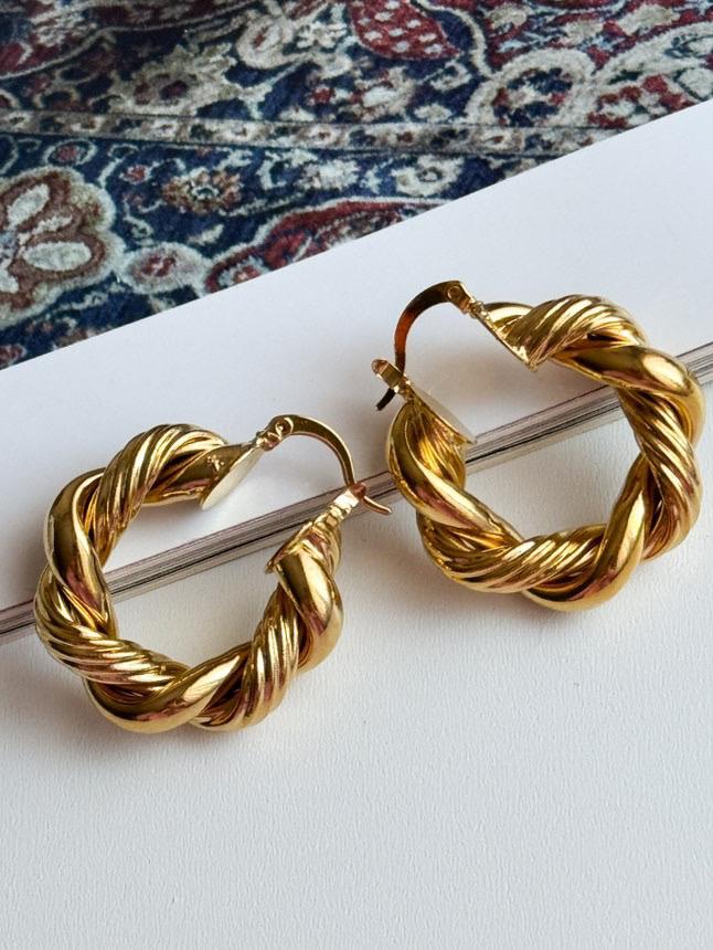 Çelik Gold Burgu Tina Küpe 