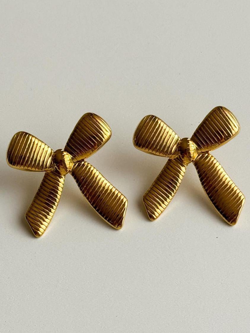 Çelik Gold Fiyonk Küpe (2.90 Cm)