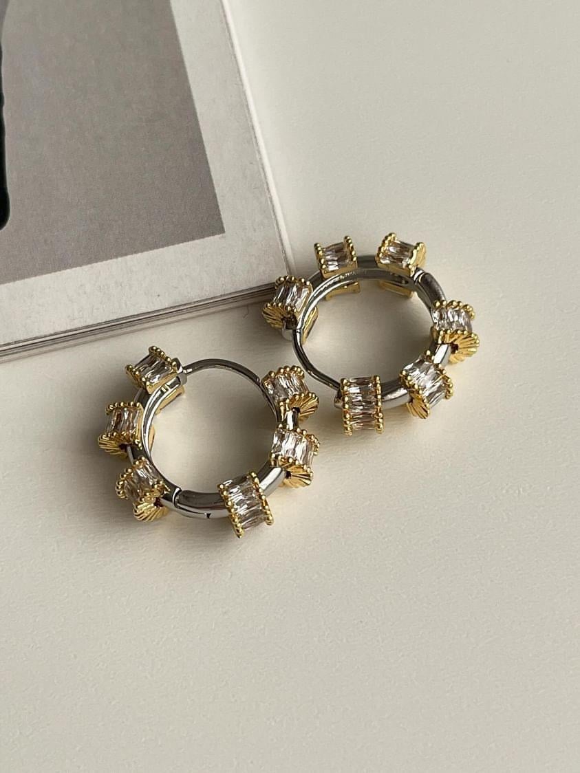 Çelik Gold Gümüş Kombinli Vip Küpe (1.60 Cm)