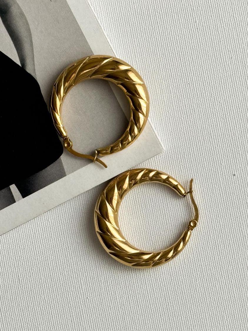 Çelik Gold Hafif Midye Küpe (3.20 Cm)
