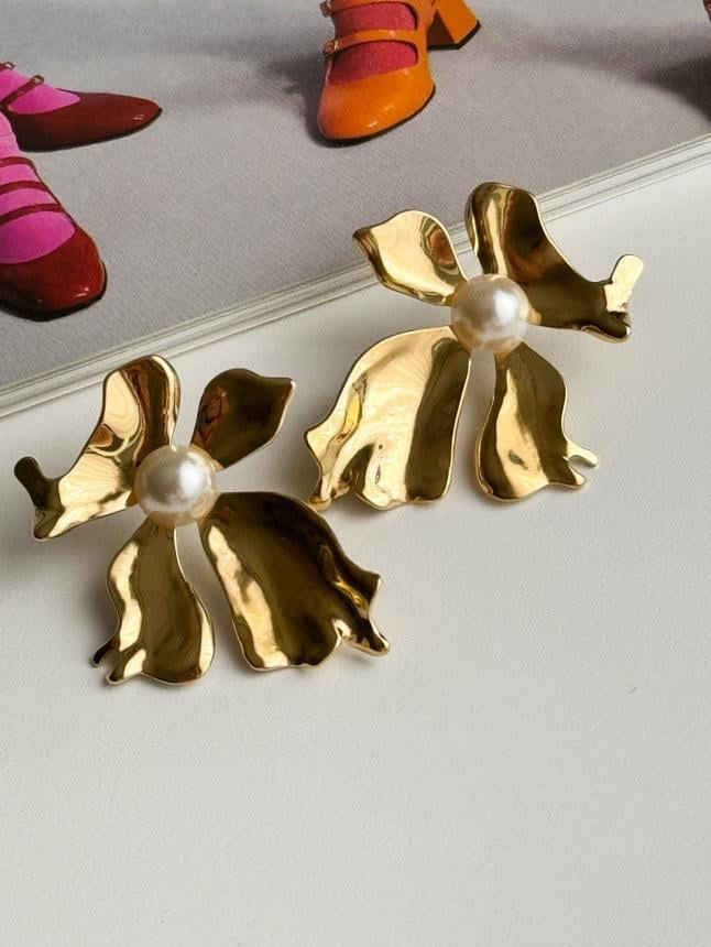 Çelik Gold İncili Küpe (2.90 Cm)