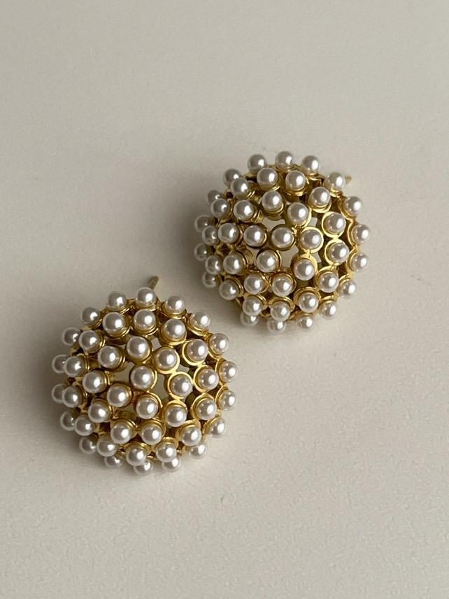 Çelik Gold İncili Topçuklu Küpe (2 Cm)