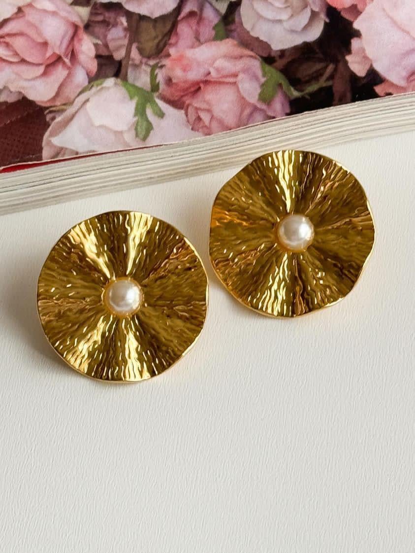 Çelik Gold İncili Vintage Küpe (2.90 Cm)