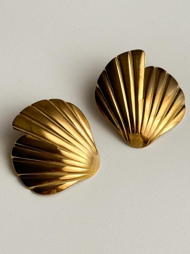 Çelik Gold İstiridye Küpe (3.5 Cm)