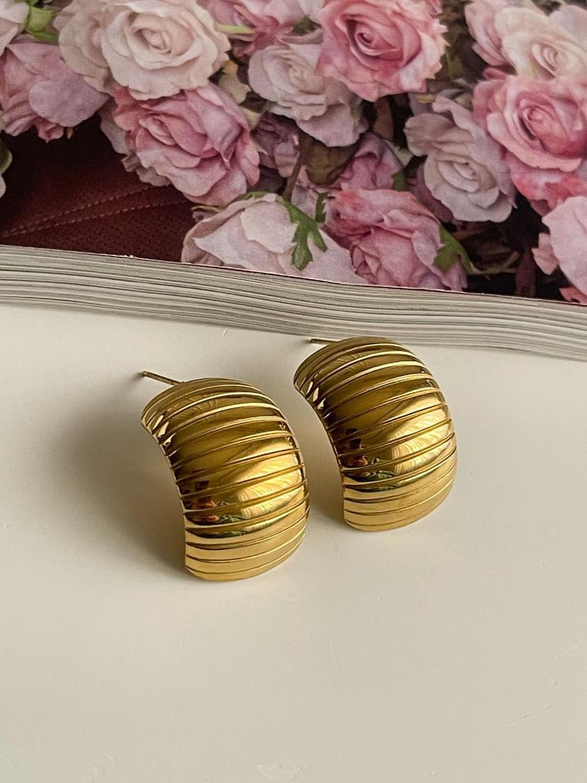 Çelik Gold Kalın Vintage Midye Küpe (2.20 Cm)