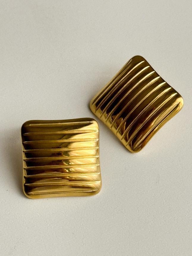 Çelik Gold Kare Pinterest Küpe (2.10 Cm)