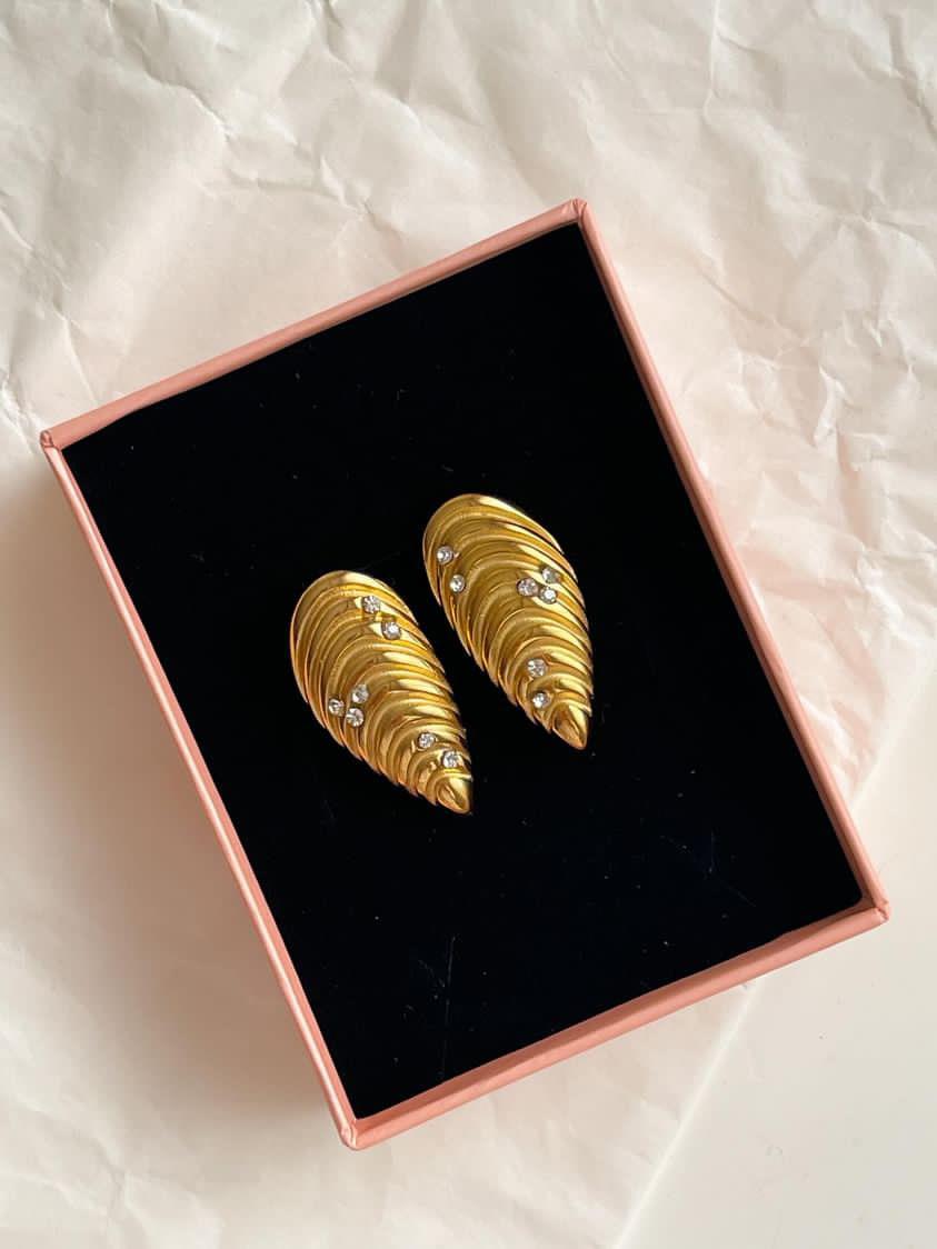 Çelik Gold Midye İncili Küpe (3 Cm)
