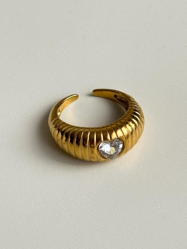 Çelik Gold Midye Kalpli Numaralı Yüzük (19 Numara)