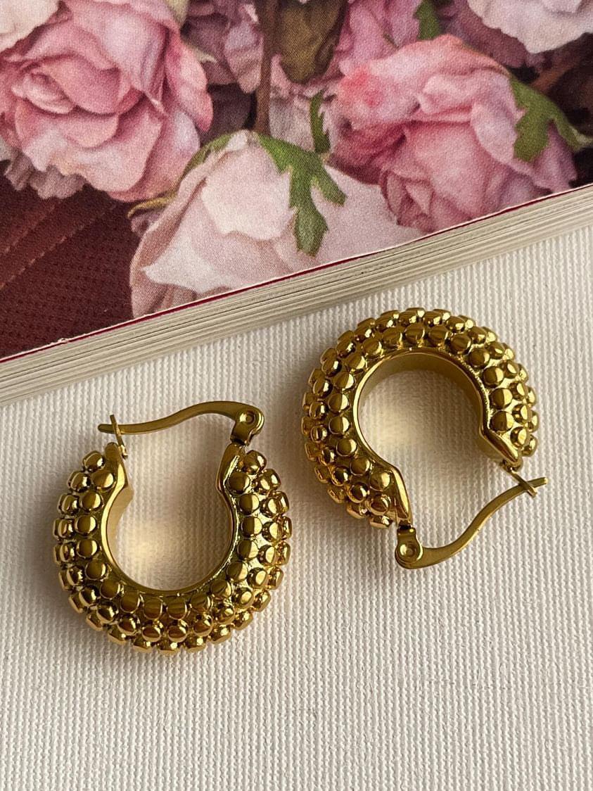 Çelik Gold Midye Küpe (2.10 Cm)