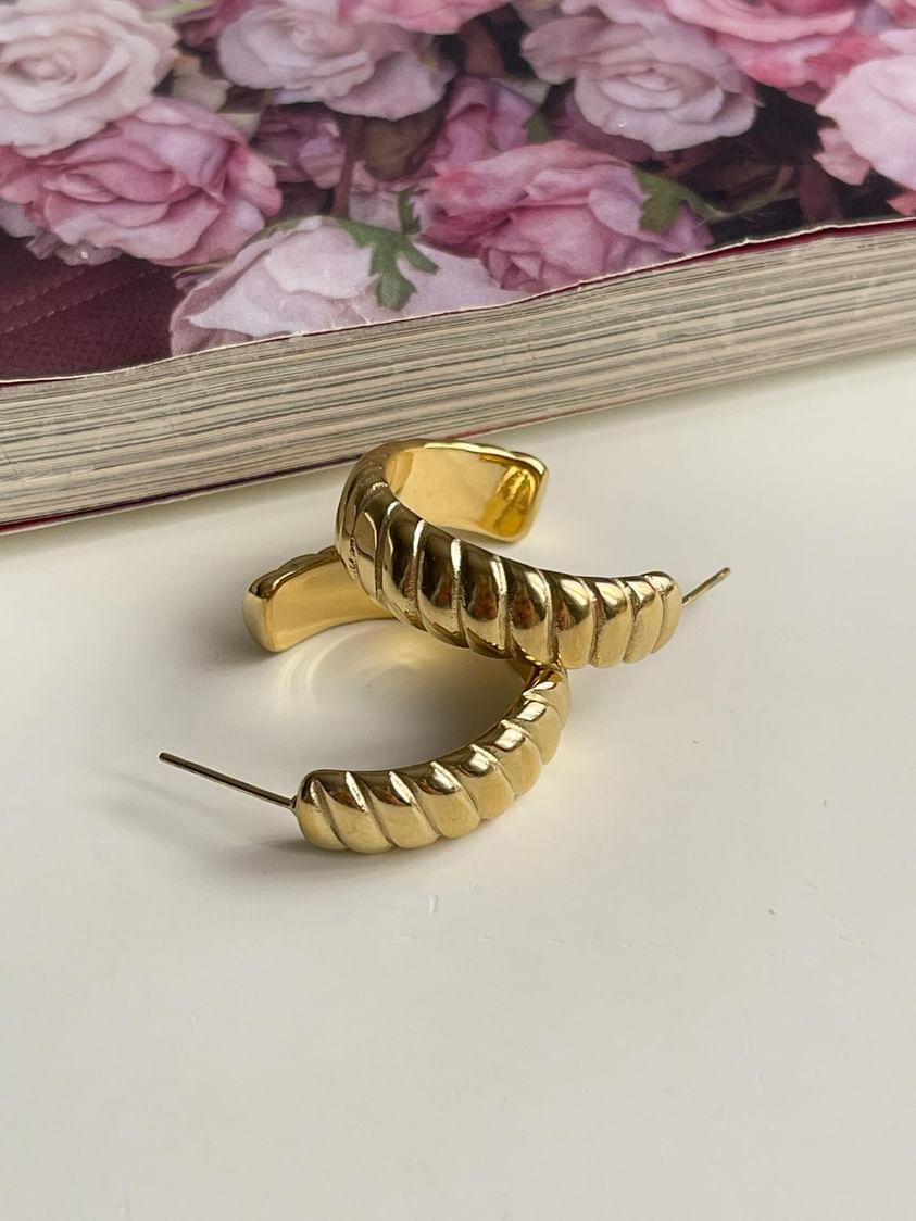 Çelik Gold Midye Küpe (2.40 Cm)