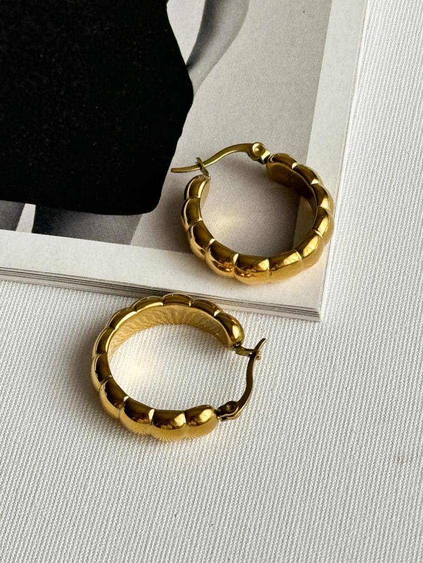Çelik Gold Midye Küpe (2.90 Cm)