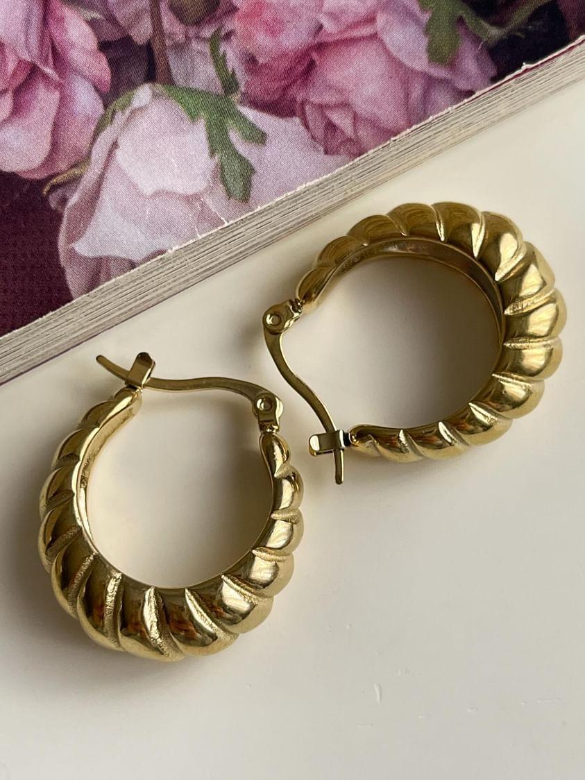 Çelik Gold Midye Küpe (2.5 Cm)