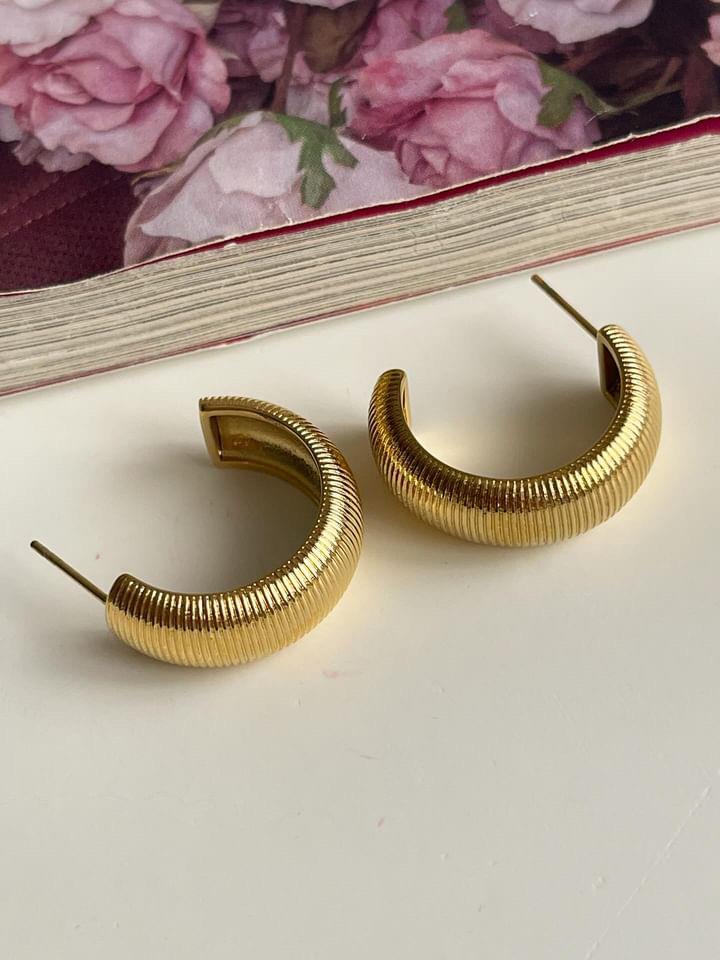 Çelik Gold Midye Küpe (2.20 Cm)