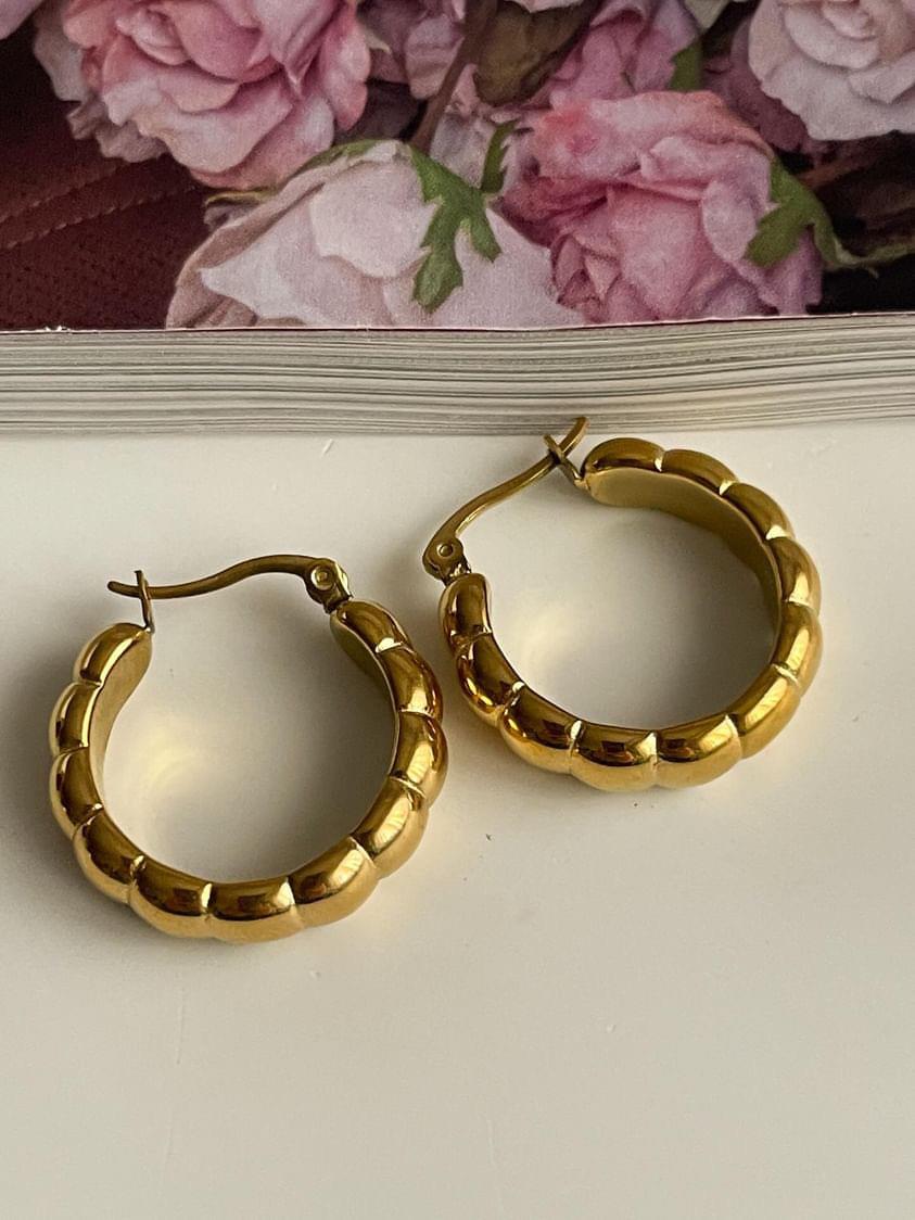 Çelik Gold Midye Küpe (2.30 Cm)
