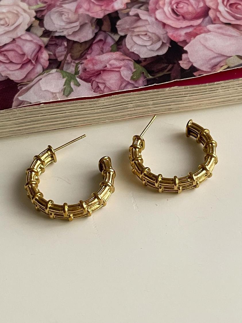 Çelik Gold Midye Küpe (2.5 Cm)