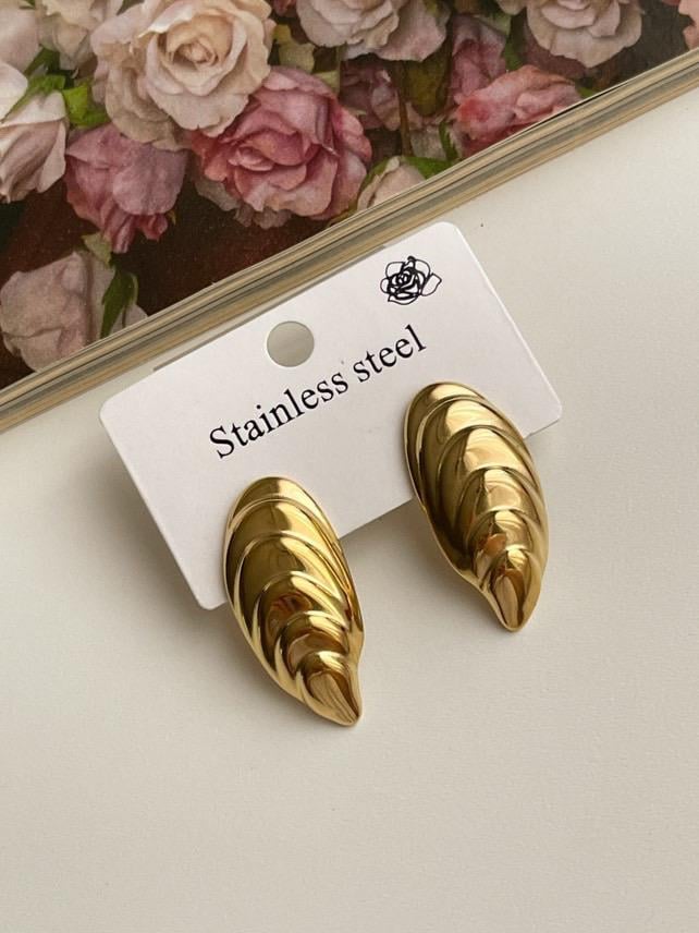 Çelik Gold Midye Küpe (3 Cm)