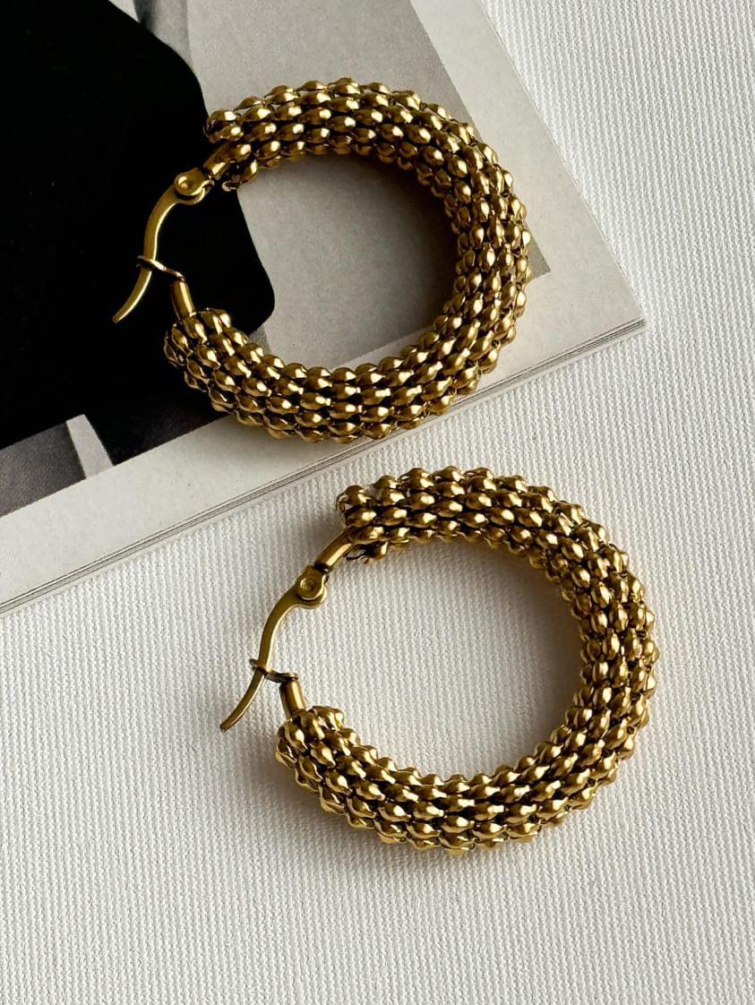 Çelik Gold Midye Küpe (3 Cm)