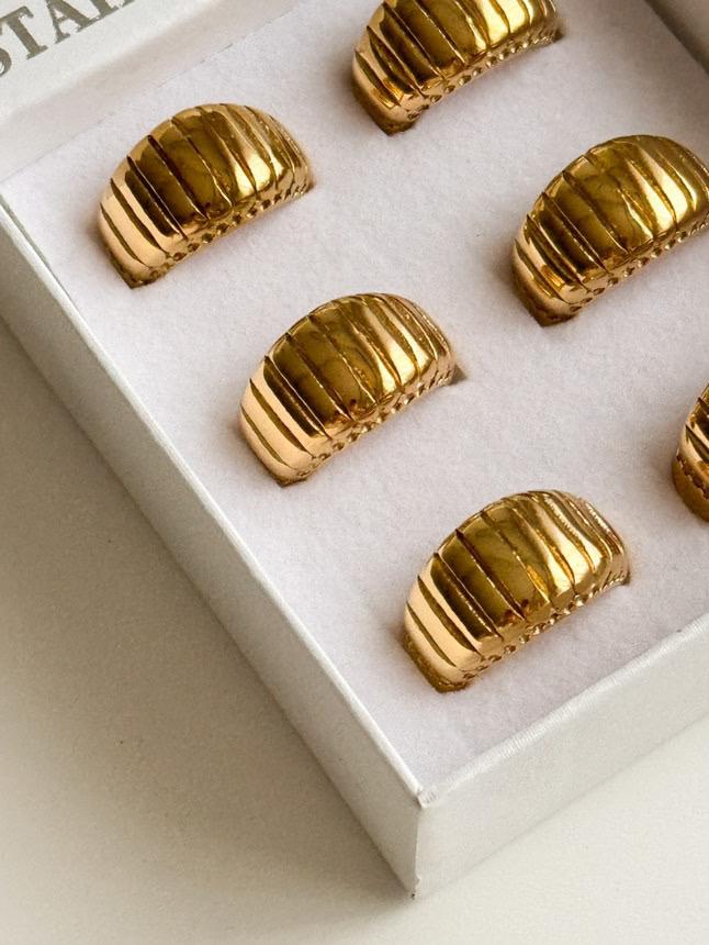 Çelik Gold Midye Numaralı Yüzük (17 Numara)