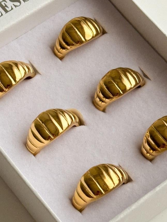 Çelik Gold Midye Numaralı Yüzük (18 Numara)